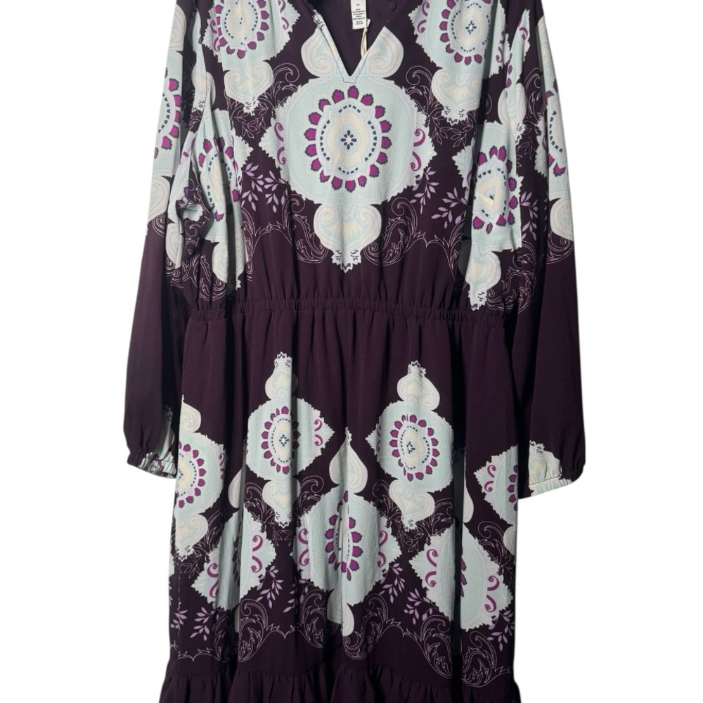 Lane Bryant Purple and White Patterned Dress